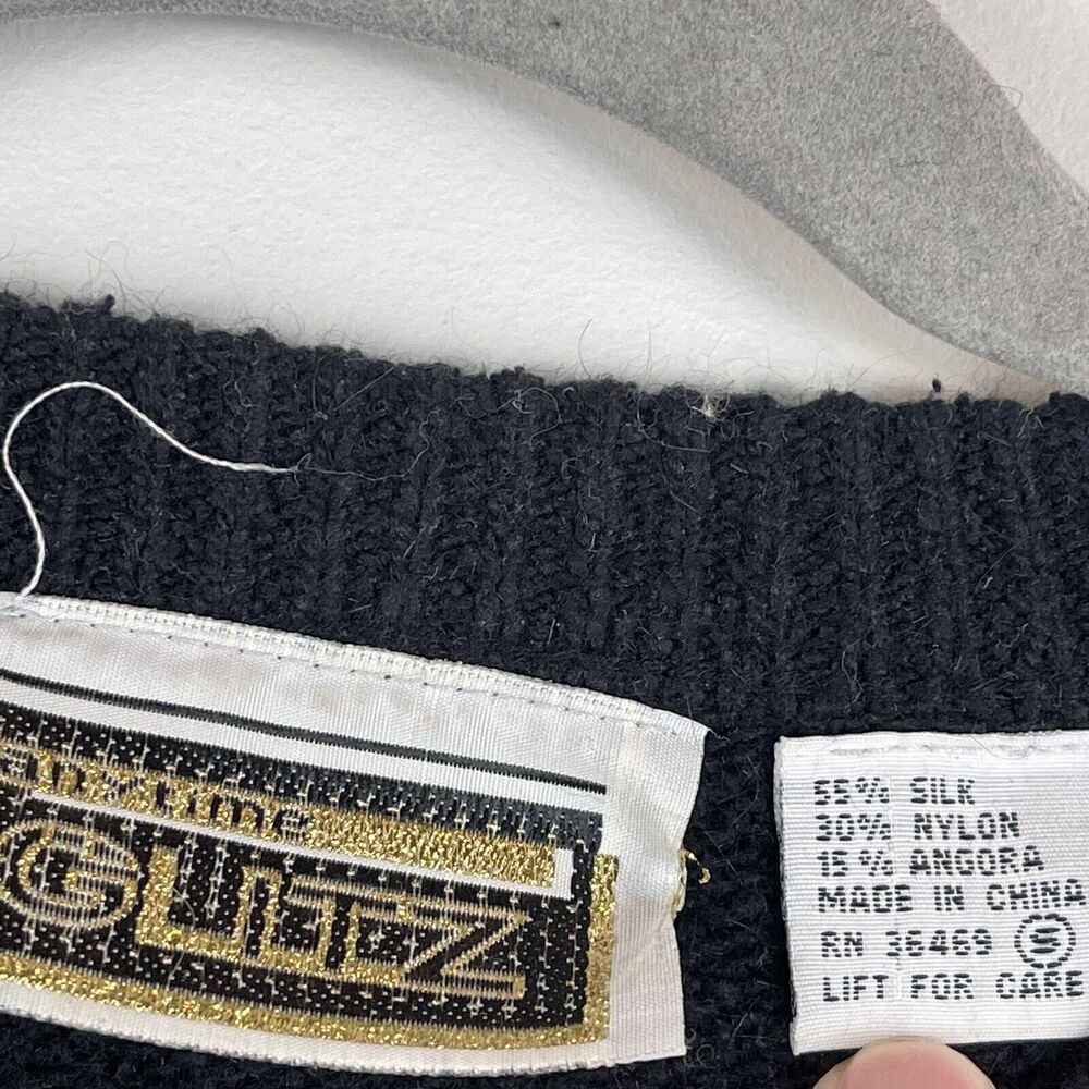 Vintage 90s Black‎ Silk Blend Sweater Multi-Color Beaded Anytime Glitz Small - Picture 6 of 9
